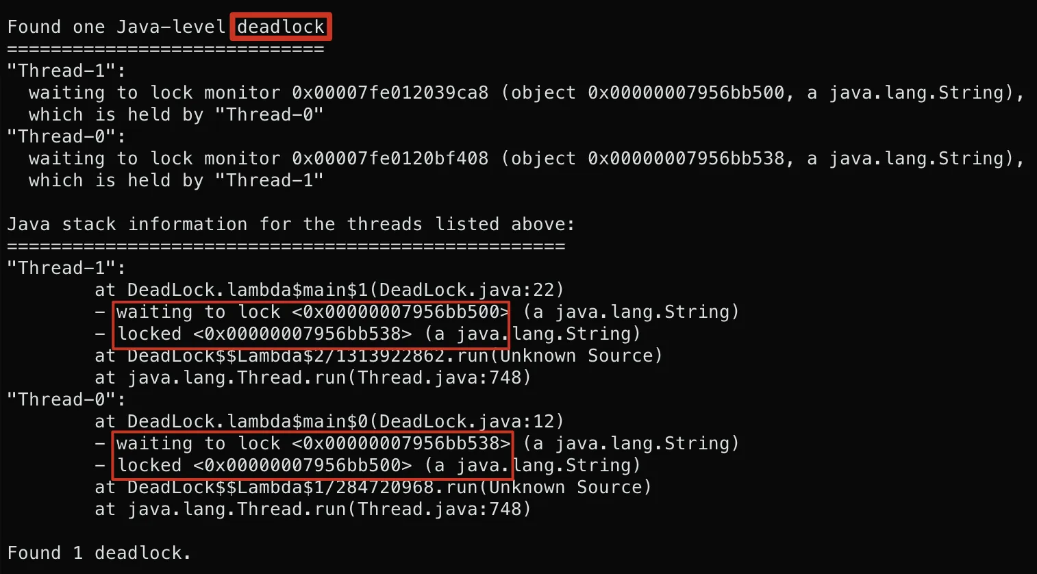 2021年1月26日-Java死锁检测